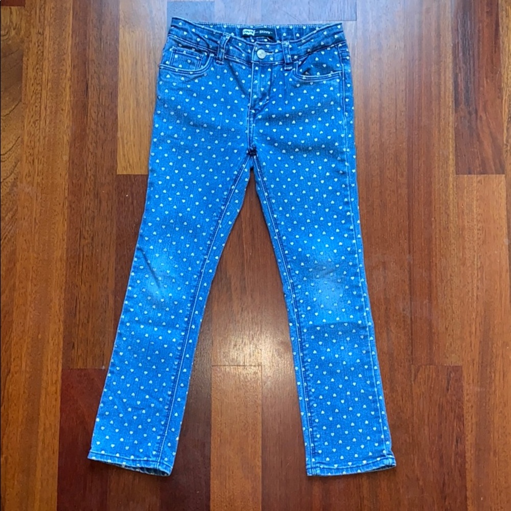 Levi’s Skinny Girls 6/6x Metallic Heart Jeans EUC